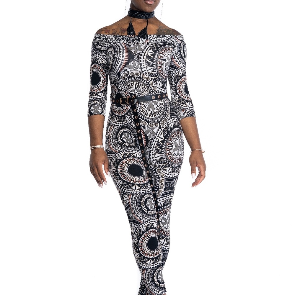 Aztec Jumpsuit w/ Belt
